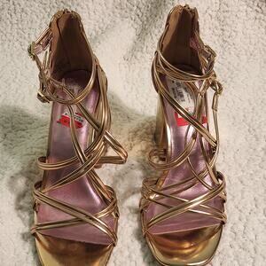 NEW Mix no.6 rose gold metallic heels Sandals  women’s size 8
